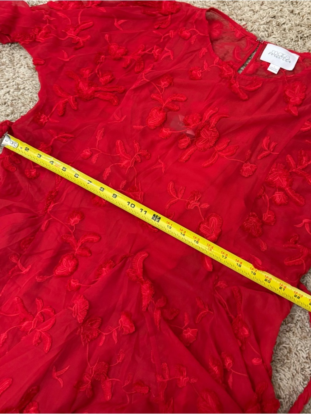 Anthropologie Mare Mare Red Amal Textured Mini Dress Size Large - Picture 13 of 15